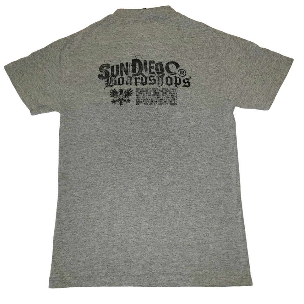 Sun Diego Board Shops Men's Heather Gray Skate Snow Graphic T-shirt Size Small